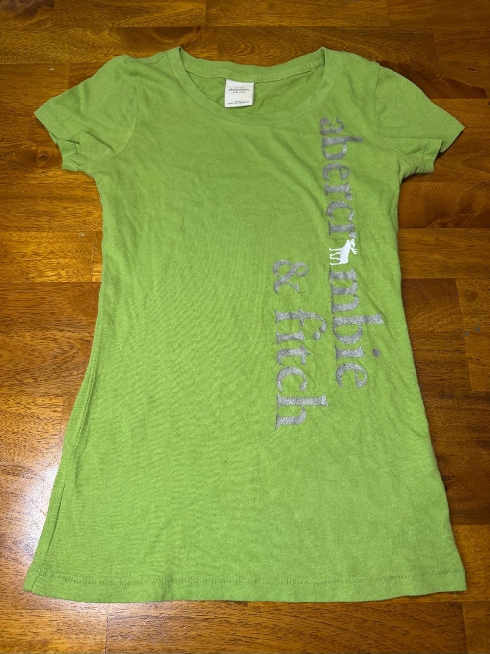 Abercrombie & Fitch Womens Small Green Logo Graphic T Shirt Y2K Moose Tee